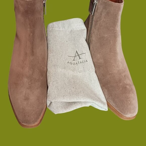 Faria Suede Taupe Ankle Boots With Side Zipper & Buckle 7M - Picture 7 of 16